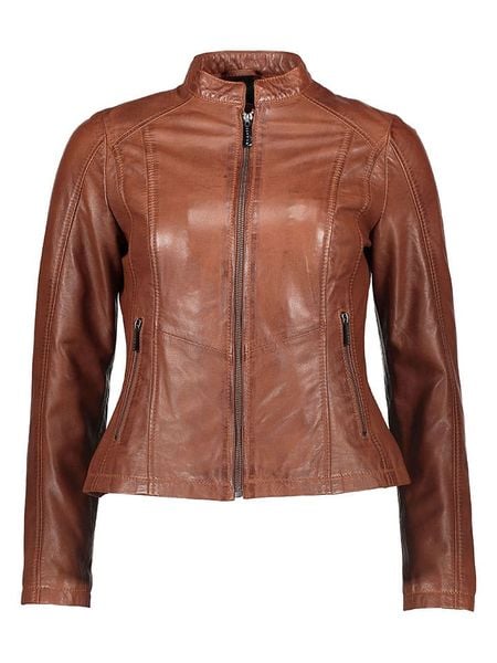 Bugatti Skórzana kurtka w kolorze jasnobrązowym rozmiar: 46. Brązowe kurtki damskie Bugatti, bez wzorów, ze skóry, bez kaptura. Za 717.99 zł.