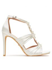 DeeZee Sandały F2158-3 Biały. Białe sandały damskie DeeZee, bez wzorów, z materiału, bez obcasa, na szpilce. Za 149.99 zł.