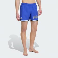 SZORTY DO PŁYWANIA Z LOGO ADIDAS. Białe szorty sportowe męskie Adidas, l, z materiału, do koszykówki. Za 179.00 zł.