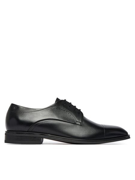 BOSS Półbuty Derrek 50565633 Czarny. Czarne buty wizytowe męskie Boss, ze skóry, bez zapięcia. Za 1,489.00 zł.