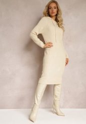Beżowa Wełniana Sukienka w Prążki z Kapturem Opiuda. Brązowe sukienki damskie Renee, na co dzień, bez wzorów, z wełny, eleganckie, bez kołnierzyka, bez ramiączek, midi, sportowe. W wyprzedaży za 95.99 zł.