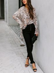 LA Angels Bluzka w kolorze biało-brązowym rozmiar: S. Białe bluzki damskie LA Angels, s, bez wzorów, bez kołnierzyka, bez ramiączek. Za 126.99 zł.