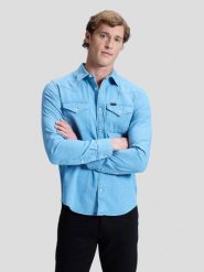 MESKA KOSZULA LEE REGULAR WESTERN SHIRT LAKESIDE WASH 112365766. Koszule męskie Lee, m, bez wzorów, bez kołnierzyka, bez ramiączek. Za 159.99 zł.