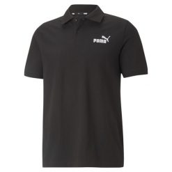 Męska koszulka polo z piki Essentials PUMA Black. Czarne koszulki polo męskie Puma, m, bez wzorów, prążkowane, bez ramiączek. W wyprzedaży za 120.55 zł.