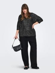 ONLY Carmakoma Bluzka w kolorze srebrno-czarnym rozmiar: 42/44. Czarne bluzki damskie Only Carmakoma, bez wzorów, bez kołnierzyka, bez ramiączek. Za 104.64 zł.