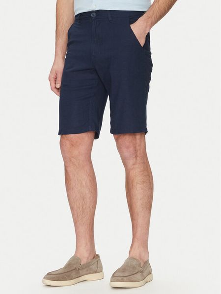 Blend Szorty materiałowe 20717870 Granatowy Regular Fit. Niebieskie szorty męskie Blend, ze lnu, bez kołnierzyka. Za 109.99 zł.