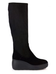 Geox Kozaki "Spherica Ec9" w kolorze czarnym na koturnie rozmiar: 41. Czarne kozaki damskie Geox, z materiału, bez obcasa, na koturnie. Za 456.87 zł.