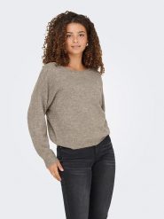 ONLY Sweter w kolorze szarobrązowym rozmiar: L. Brązowe swetry klasyczne damskie Only, l, z koronki, bez kołnierzyka. Za 158.47 zł.