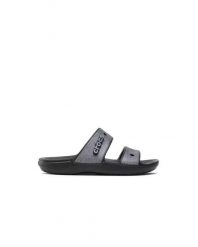 Klapki Dla Dorosłych Crocs Classic Glitter Sandal. Czarne klapki damskie Crocs, bez wzorów, z materiału, bez obcasa. Za 99.99 zł.
