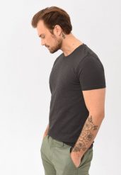 Gładki t-shirt T-BLUES. Szare t-shirty męskie Volcano, l, bez wzorów, z bawełny, bez kołnierzyka. Za 69.99 zł.