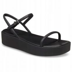 Sandały dla Kobiet Crocs Miami Platform Y Strap Sandal. Czarne sandały damskie Crocs, bez wzorów, z materiału, bez obcasa, na obcasie. Za 199.99 zł.