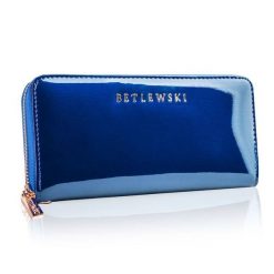 Portfel damski BETLEWSKI ZBPD-BS-5201 NIEBIESKI. Niebieskie portfele damskie Betlewski, bez wzorów, ze skóry. Za 139.99 zł.