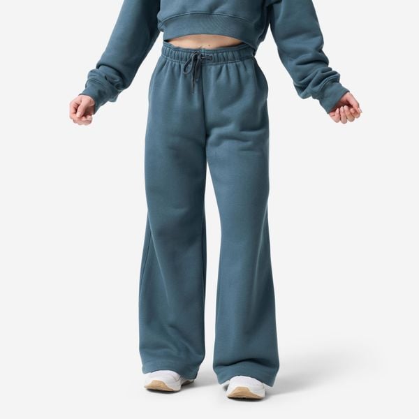 Spodnie dresowe damskie Domyos. Niebieskie spodnie sportowe damskie DOMYOS, l, z bawełny, na fitness i siłownię. Za 149.99 zł.
