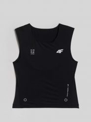 4F Crop top treningowy szybkoschnący damski - czarny XL. Czarne topy damskie 4f, l, bez wzorów, bez kołnierzyka. Za 99.99 zł.