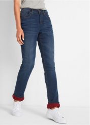 Dżinsy Straight high waist, termiczne. Niebieskie jeansy damskie bonprix, z podwyższonym stanem. Za 249.99 zł.