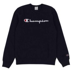 Męska Bluza Z Okrągłym Dekoltem. Niebieskie bluzy z kapturem męskie CHAMPION, m, z bawełny. Za 269.99 zł.