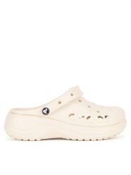 Crocs Klapki BAYA PLATFORM CLOG 208186-11S Beżowy. Brązowe klapki damskie Crocs, bez wzorów, z materiału, bez obcasa. Za 249.99 zł.