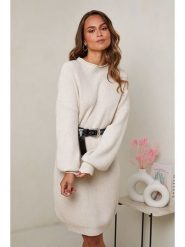 Soft Cashmere Sukienka dzianinowa w kolorze beżowym rozmiar: 38/40. Brązowe sukienki damskie Soft Cashmere, bez wzorów, z dzianiny, klasyczne, bez kołnierzyka, bez ramiączek, midi. Za 161.34 zł.