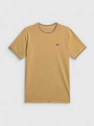 4F T-shirt regular gładki męski - beżowy M. Brązowe t-shirty męskie 4f, m, bez wzorów, z bawełny, bez kołnierzyka. Za 79.99 zł.
