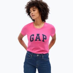 Koszulka damska GAP V-Gap SS Classic Tee. Czerwone bluzki damskie GAP, bez wzorów, bez kołnierzyka. Za 89.99 zł.