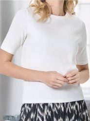 Koszulka - kremowy. Białe t-shirty damskie Sinsay, l, bez wzorów, z materiału, bez kołnierzyka. Za 9.99 zł.