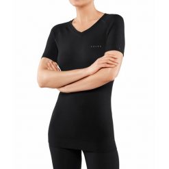Koszulka damska Falke Wool-Tech Light. Czarne bluzki sportowe damskie Falke, m, bez wzorów, z materiału, bez ramiączek. W wyprzedaży za 328.85 zł.