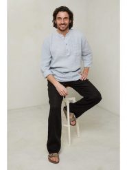 Lin Passion Koszula w kolorze szarym rozmiar: M/L. Szare koszule męskie Lin Passion, l, bez wzorów, z bawełny, bez kołnierzyka, bez ramiączek. Za 189.95 zł.