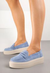 Niebieskie Mokasyny na Platformie ze Skórzaną Wkładką Nuriave. Niebieskie mokasyny damskie Born2be, z jeansu. Za 169.99 zł.