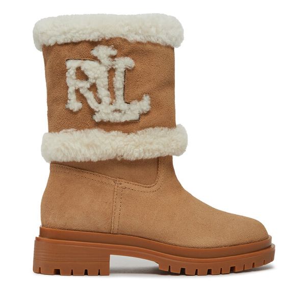 Botki LAUREN RALPH LAUREN. Brązowe botki damskie Lauren Ralph Lauren, bez obcasa, na płaskiej podeszwie, bez zapięcia. Za 1,299.00 zł.