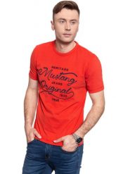 MĘSKI T-SHIRT MUSTANG ALEX C EMBRO AW 1008954 7179. T-shirty męskie Mustang, m, bez wzorów, bez kołnierzyka. W wyprzedaży za 39.99 zł.