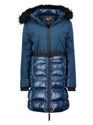 Geographical Norway Płaszcz zimowy "Dorifore" w kolorze granatowym rozmiar: L. Niebieskie płaszcze damskie Geographical Norway, na zimę, l, bez wzorów, z puchu. Za 223.46 zł.