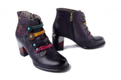 LAURA VITA 006340 Maevao 12 violet, Botki damskie. Fioletowe botki damskie Laura Vita, na zimę, z polaru, bez obcasa, na obcasie, bez zapięcia. Za 524.90 zł.