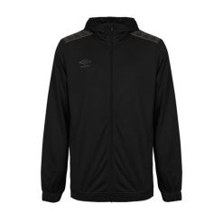 Bluza dresowa zapinana na zamek błyskawiczny Umbro. Czarne bluzy bez kaptura męskie Umbro, bez wzorów, z dresówki, sportowe, bez kołnierzyka, bez ramiączek. Za 327.50 zł.
