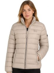 Geographical Norway Kurtka pikowana "Atichoko" w kolorze beżowym rozmiar: L. Brązowe kurtki damskie Geographical Norway, l, bez wzorów, bez kaptura. Za 114.95 zł.