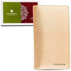 Portfel damski Peterson PTN 421431-DSL złoty. Żółte portfele damskie Peterson, bez wzorów, ze skóry. Za 115.99 zł.