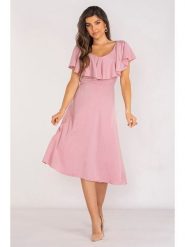 Awama Sukienka w kolorze jasnoróżowym rozmiar: M. Różowe sukienki damskie Awama, m, bez wzorów, bez kołnierzyka, bez ramiączek, midi. Za 139.99 zł.