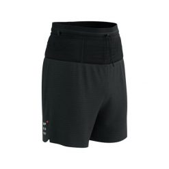 Spodenki do biegania męskie Compressport Trail Racing Overshort. Czarne szorty męskie Compressport, bez kołnierzyka. Za 314.99 zł.