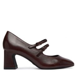 Półbuty Tamaris. Brązowe półbuty damskie Tamaris, bez wzorów, bez obcasa, na obcasie. Za 389.99 zł.