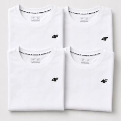 KOMPLET KOSZULEK MĘSKICH 4F ZESTAW 4 SZTUKI T-SHIRT 3XL TTSHM3341 BIAŁY. Białe t-shirty męskie 4f, m, bez wzorów, z bawełny, bez kołnierzyka. Za 199.96 zł.