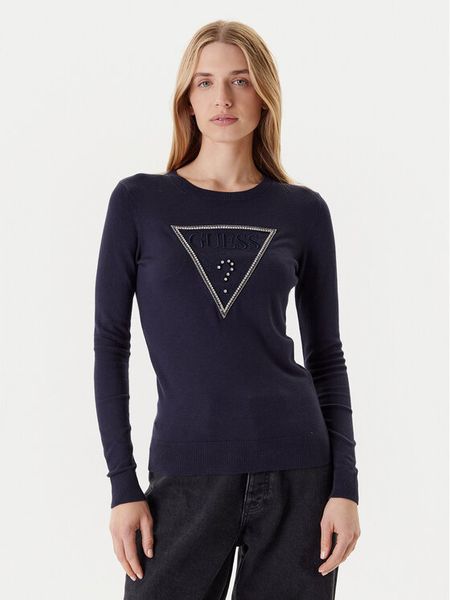 Guess Sweter W5YR23 Z2NQ2 Granatowy Regular Fit. Niebieskie swetry klasyczne damskie Guess, xl, z wiskozy, bez kołnierzyka. Za 219.99 zł.