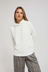 Bluza z kapturem i długimi rękawami perłowa. Białe bluzy z kapturem damskie MOODO, xl, z elastanu. W wyprzedaży za 69.99 zł.