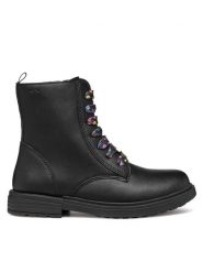 Geox Kozaki Jr Eclair J049QD 0003W C9240 M Czarny. Czarne kozaki dziewczęce Geox, bez wzorów, ze skóry, bez obcasa. Za 269.99 zł.