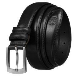 Skórzany, klasyczny, czarny pasek męski - Peterson. Czarne paski męskie Peterson, bez wzorów, ze skóry, klasyczne. Za 59.99 zł.