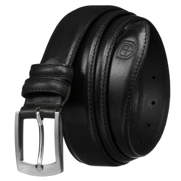 Skórzany, klasyczny, czarny pasek męski - Peterson. Czarne paski męskie Peterson, bez wzorów, ze skóry, klasyczne. Za 59.99 zł.