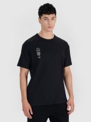 4F T-shirt oversize z nadrukiem męski - czarny XL. Czarne t-shirty męskie 4f, m, bez wzorów, z bawełny, bez kołnierzyka. W wyprzedaży za 59.99 zł.