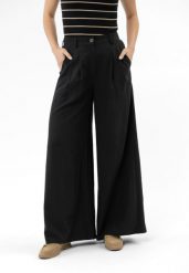 Szerokie spodnie R-MARGA. Czarne spodnie materiałowe damskie Volcano, bez wzorów, z lyocellu, eleganckie. Za 149.99 zł.