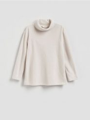 Bluza ze stójką - beżowy. Brązowe bluzy bez kaptura damskie Reserved, l, z bawełny. Za 109.99 zł.