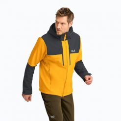 Kurtka przeciwwiatrowa męska Jack Wolfskin Jasper. Żółte kurtki męskie Jack Wolfskin, l, bez wzorów, z elastanu, bez kaptura. Za 879.99 zł.