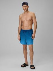 4F Spodenki plażowe boardshorty męskie - turkusowe S. Niebieskie szorty męskie 4f, bez wzorów, z materiału. Za 99.99 zł.