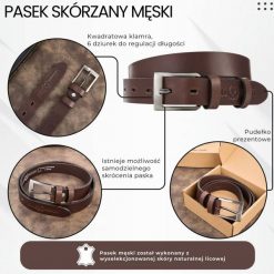 Pasek męski skórzany premium z klasyczną klamrą elegancki brązowy 110 cm Paolo Peruzzi PG-09-BR-110. Brązowe paski męskie bez wzorów, ze skóry, eleganckie. Za 64.00 zł.